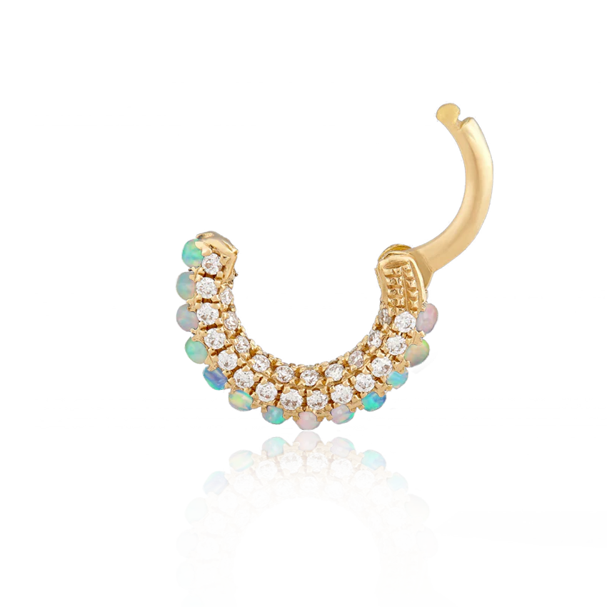 Opal and Diamond Pavé Hoop Earring (Bottom Hinge) - Image 15