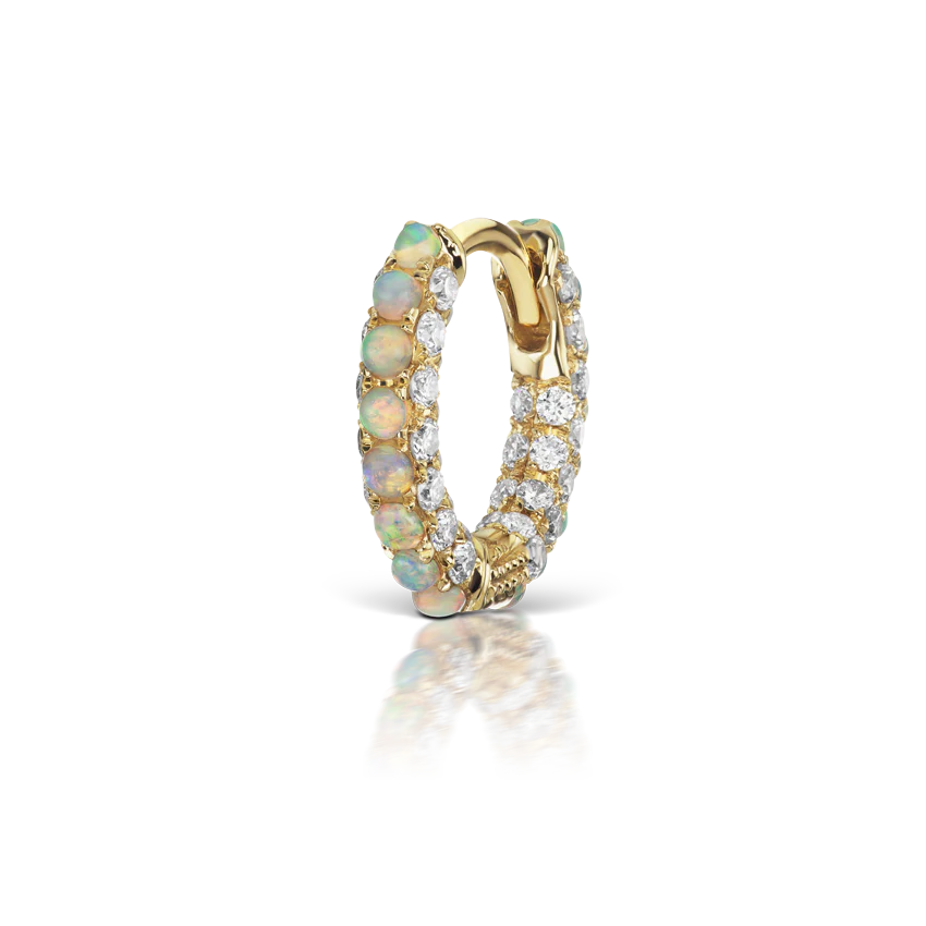 Opal and Diamond Pavé Hoop Earring (Bottom Hinge) - Image 16
