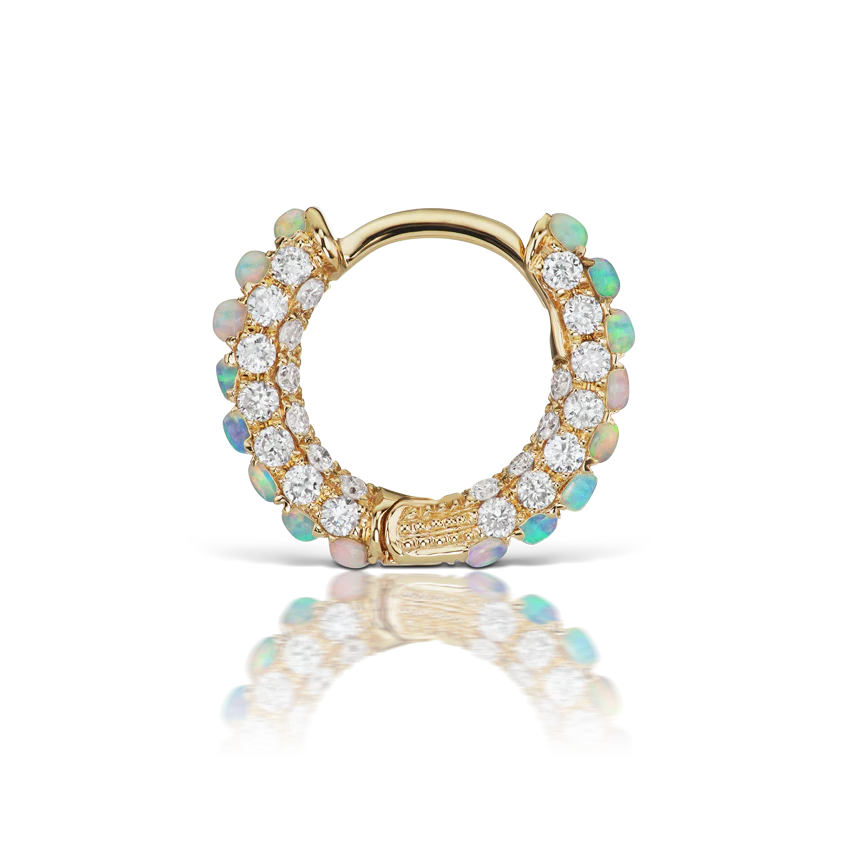 Opal and Diamond Pavé Hoop Earring (Bottom Hinge) - Image 17