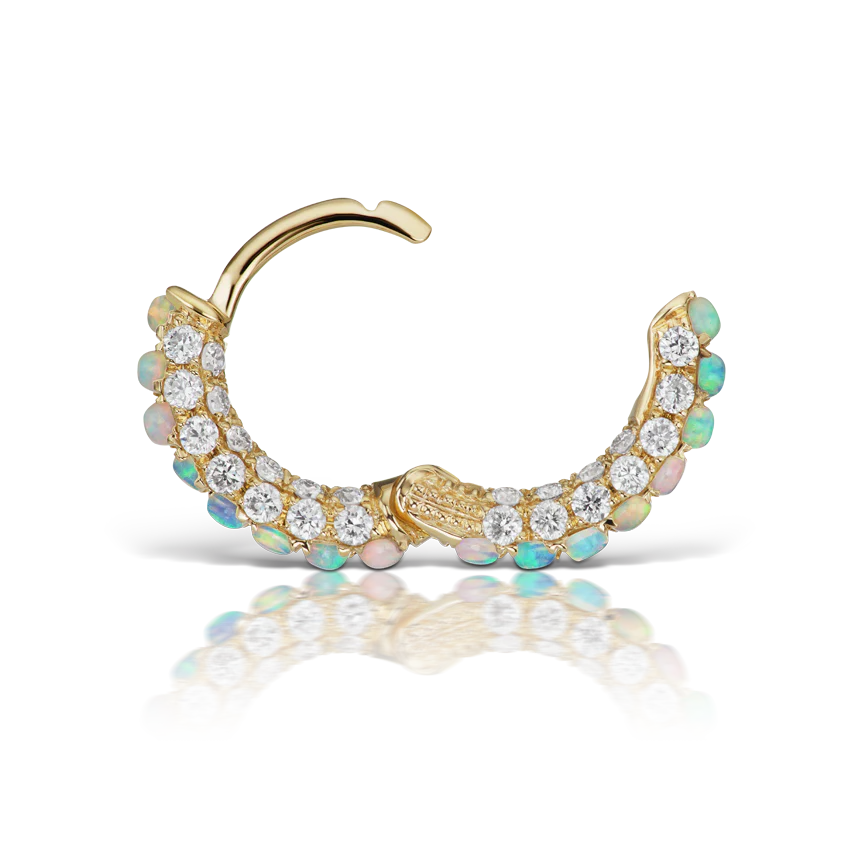Opal and Diamond Pavé Hoop Earring (Bottom Hinge) - Image 18