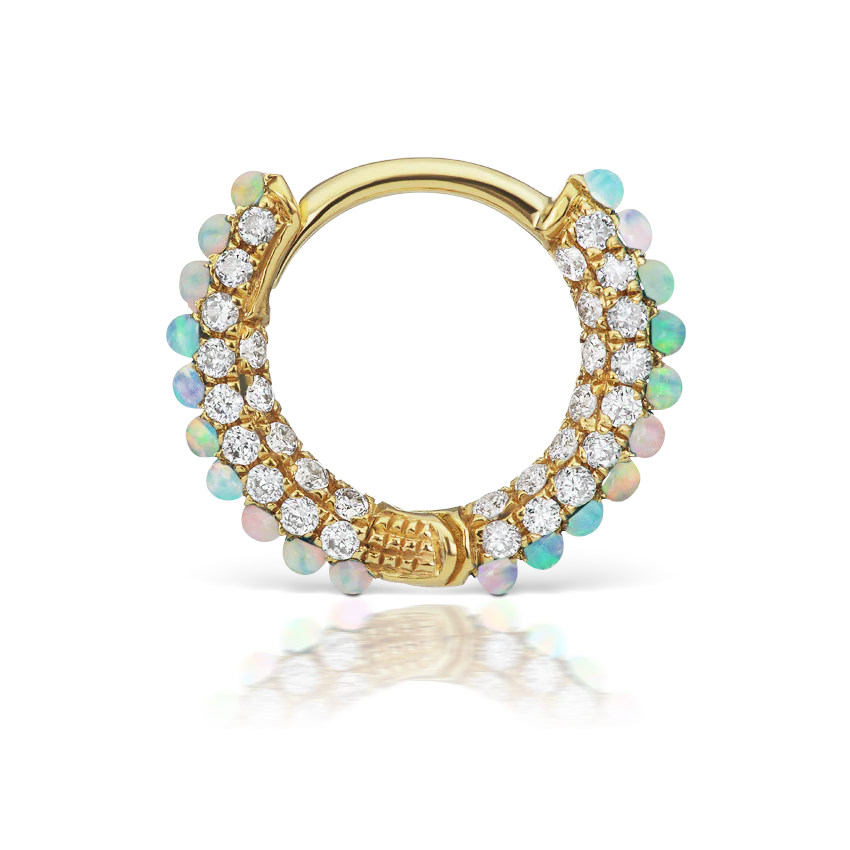 Opal and Diamond Pavé Hoop Earring (Bottom Hinge) - Image 19