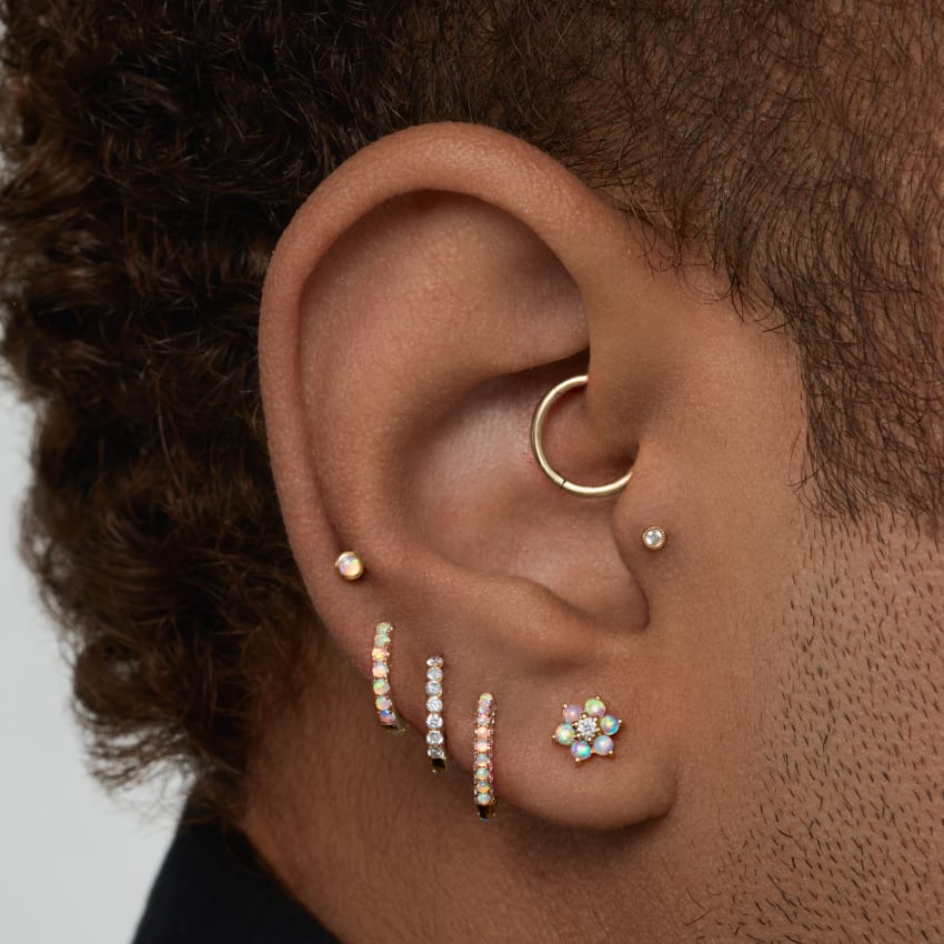 Opal and Diamond Pavé Hoop Earring (Bottom Hinge) - Image 20