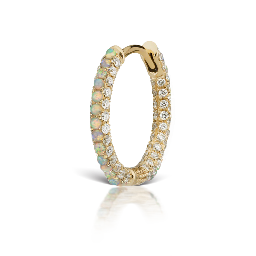 Opal and Diamond Pavé Hoop Earring (Bottom Hinge) - Image 21