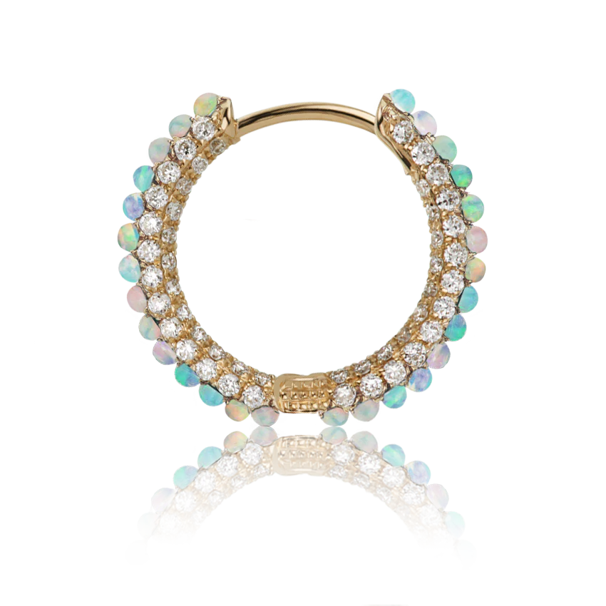 Opal and Diamond Pavé Hoop Earring (Bottom Hinge) - Image 22