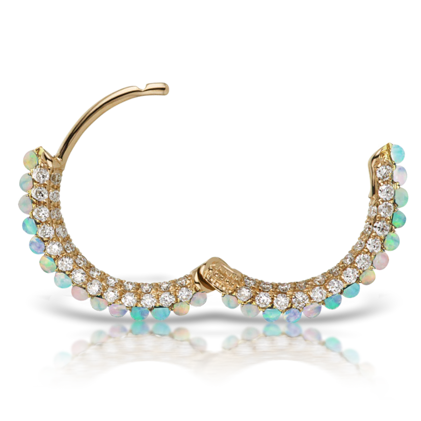 Opal and Diamond Pavé Hoop Earring (Bottom Hinge) - Image 23