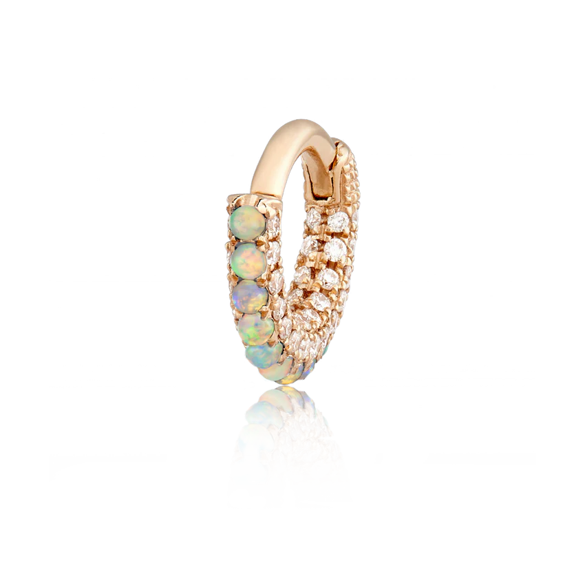 Opal and Diamond Pavé Hoop Earring (Bottom Hinge) - Image 24