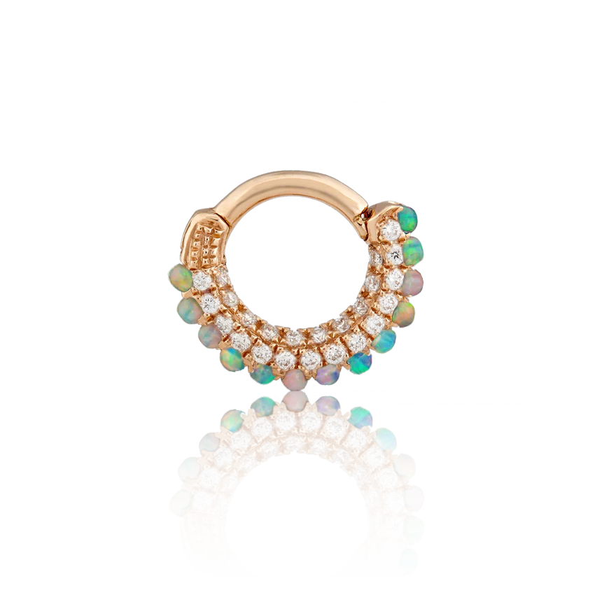 Opal and Diamond Pavé Hoop Earring (Bottom Hinge) - Image 25