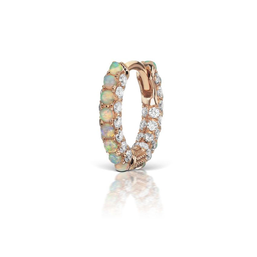 Opal and Diamond Pavé Hoop Earring (Bottom Hinge) - Image 26