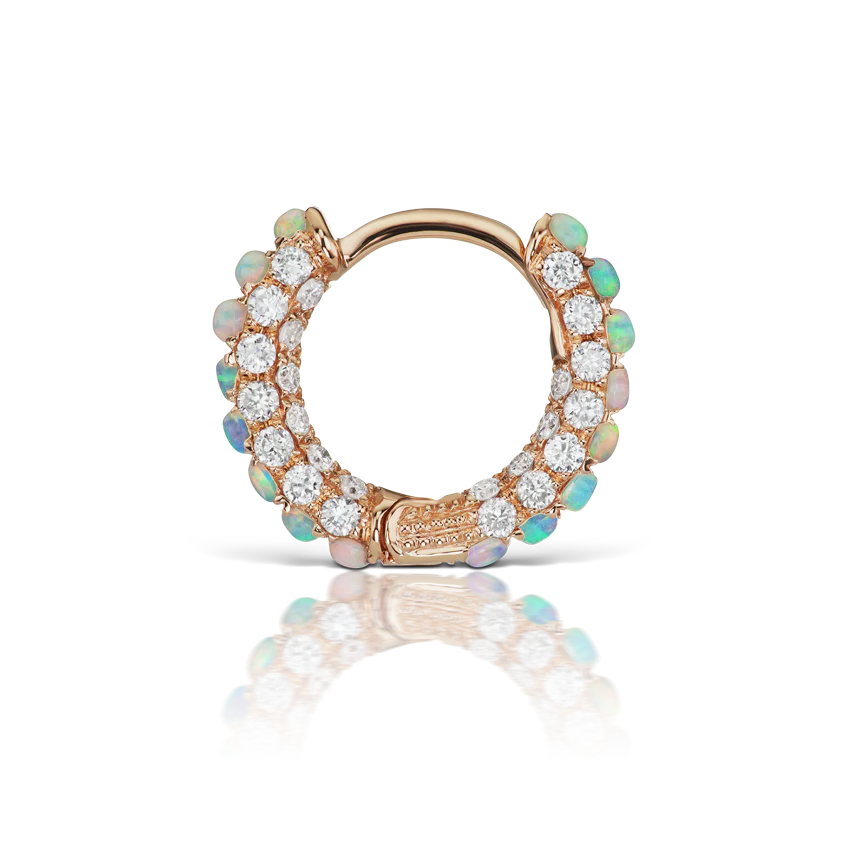 Opal and Diamond Pavé Hoop Earring (Bottom Hinge) - Image 27