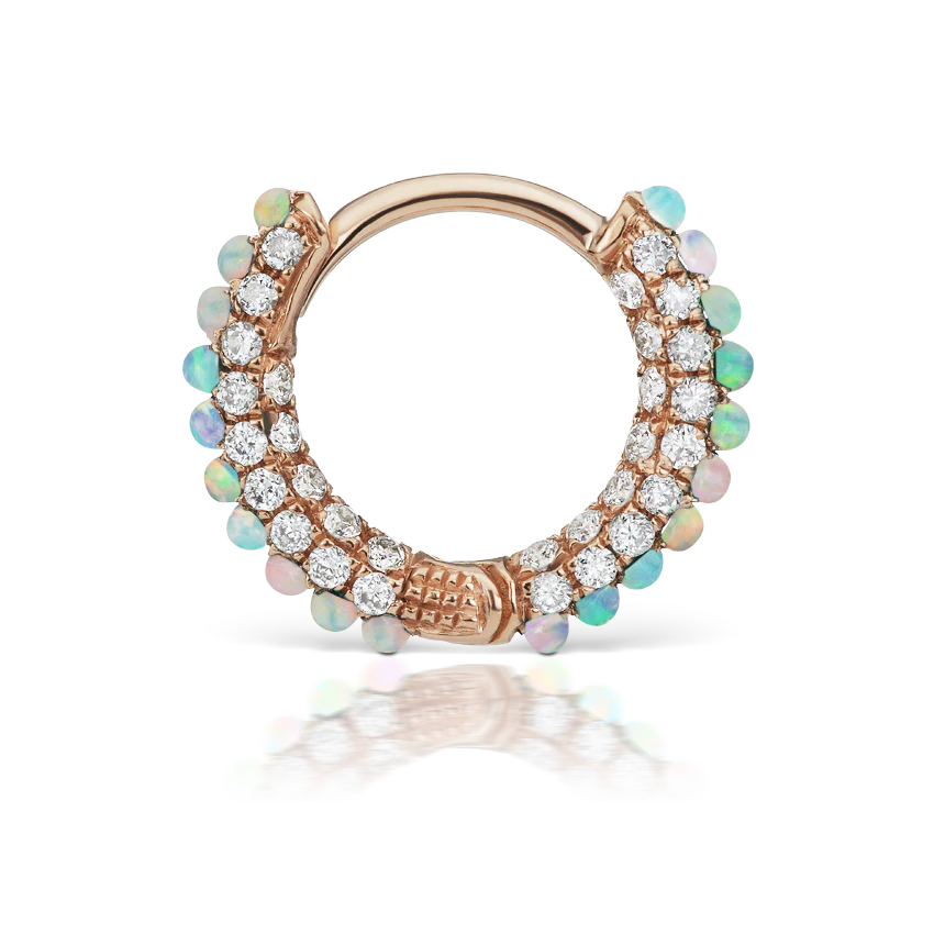 Opal and Diamond Pavé Hoop Earring (Bottom Hinge) - Image 29