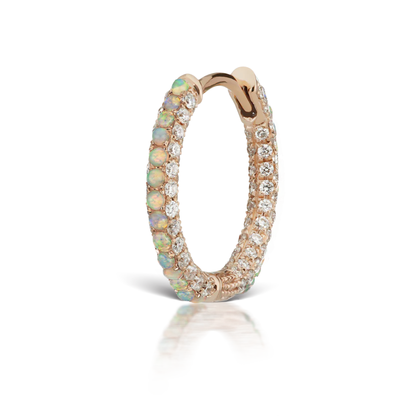 Opal and Diamond Pavé Hoop Earring (Bottom Hinge) - Image 31