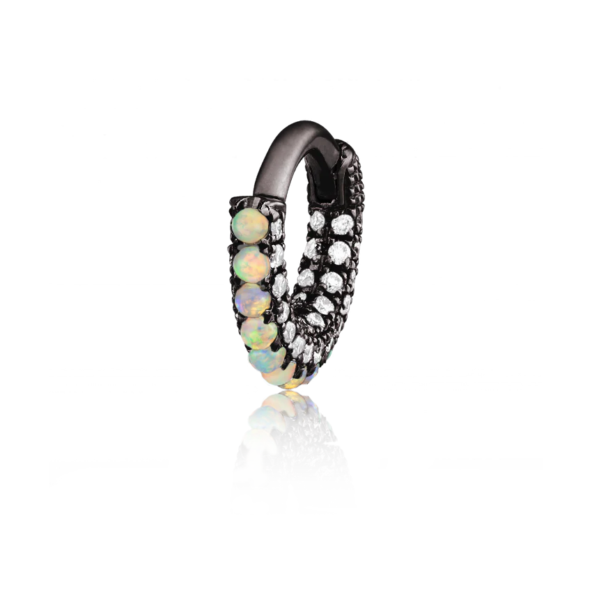 Opal and Diamond Pavé Hoop Earring (Bottom Hinge) - Image 34