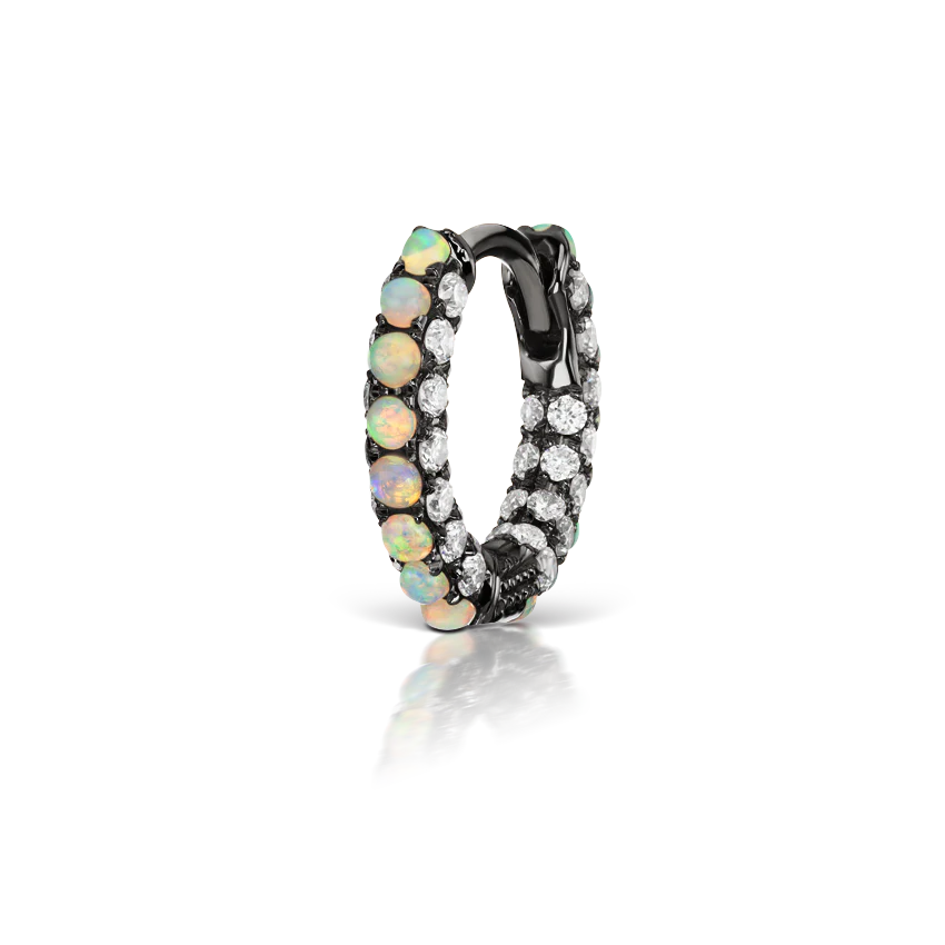 Opal and Diamond Pavé Hoop Earring (Bottom Hinge) - Image 37