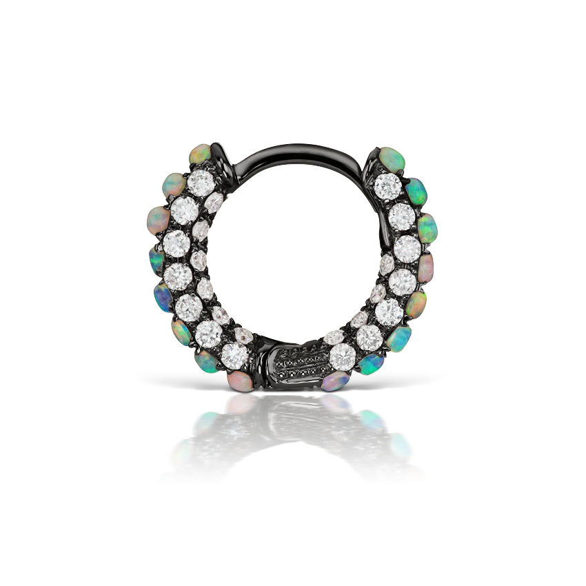 Opal and Diamond Pavé Hoop Earring (Bottom Hinge) - Image 38