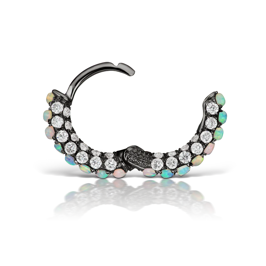 Opal and Diamond Pavé Hoop Earring (Bottom Hinge) - Image 39