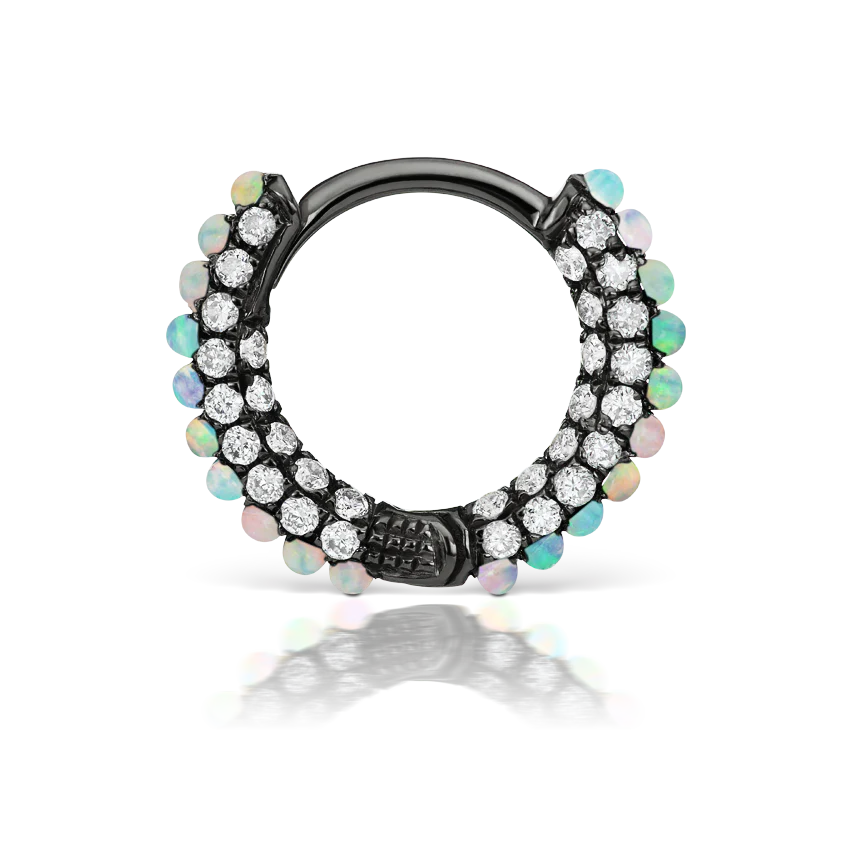 Opal and Diamond Pavé Hoop Earring (Bottom Hinge) - Image 40