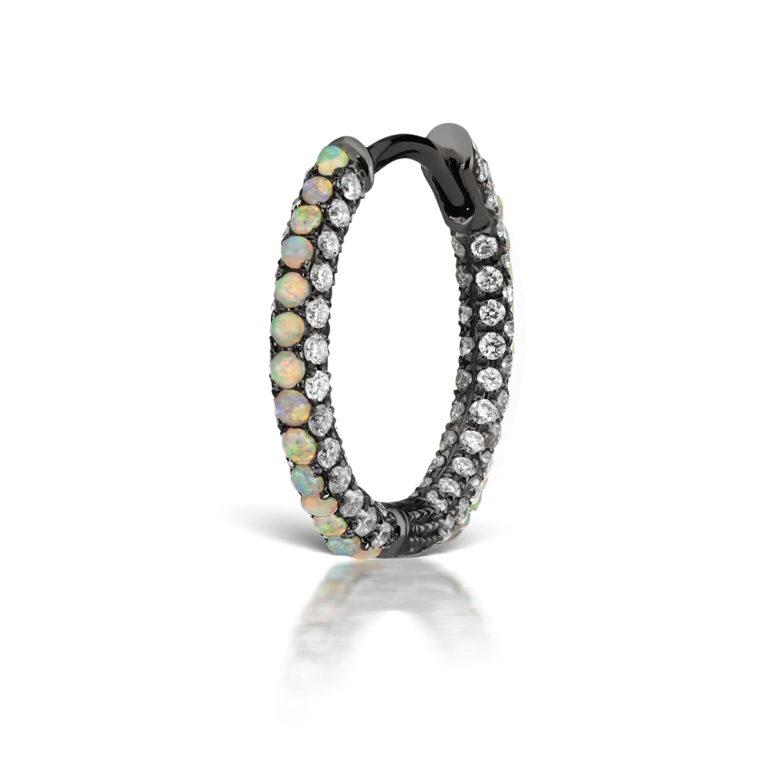 Opal and Diamond Pavé Hoop Earring (Bottom Hinge) - Image 41