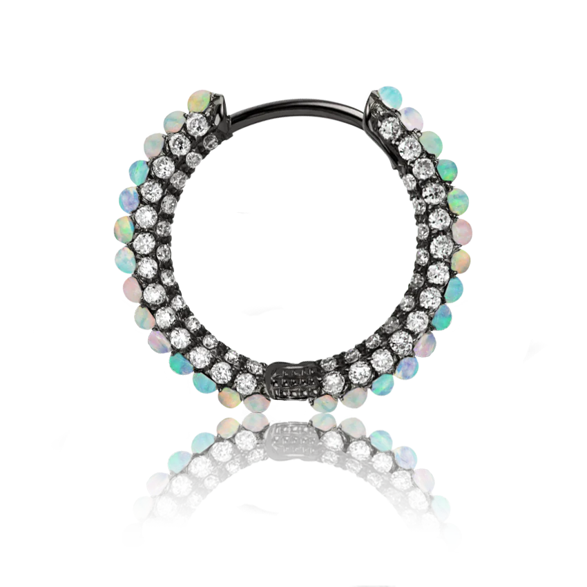 Opal and Diamond Pavé Hoop Earring (Bottom Hinge) - Image 42