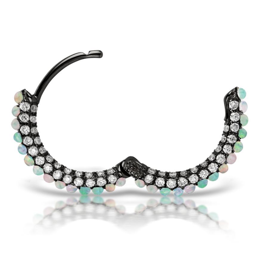 Opal and Diamond Pavé Hoop Earring (Bottom Hinge) - Image 43