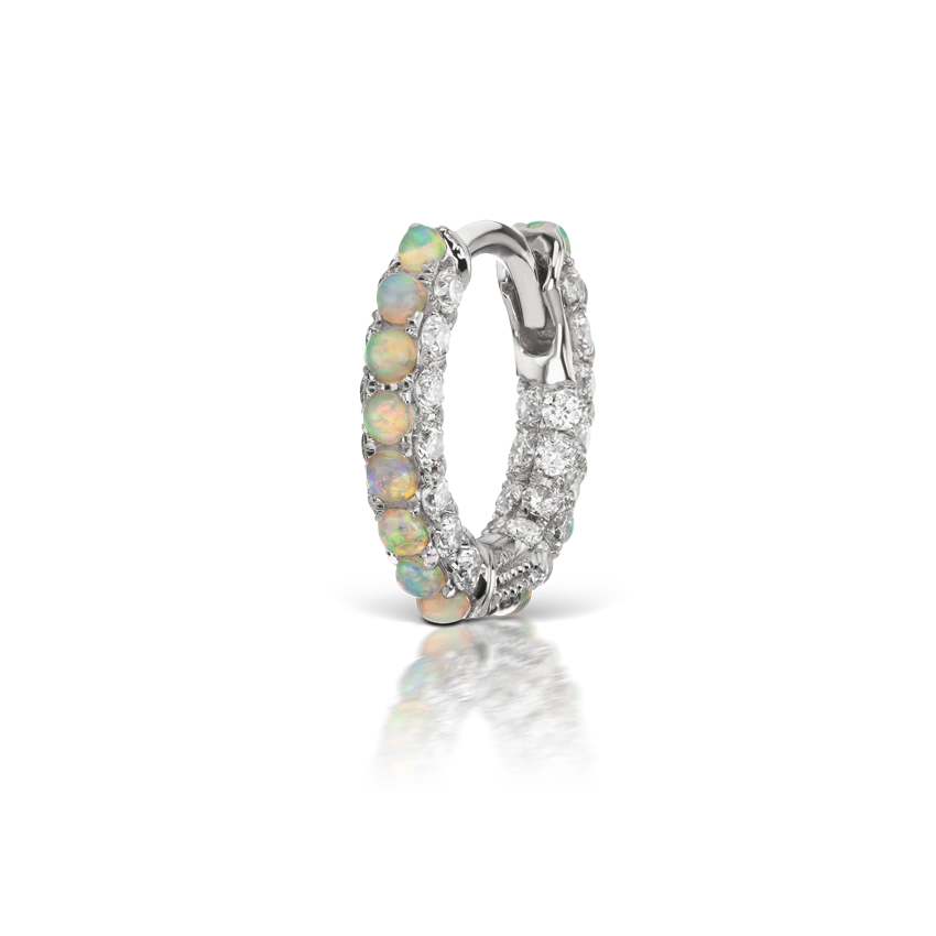 Opal and Diamond Pavé Hoop Earring (Bottom Hinge) - Image 5