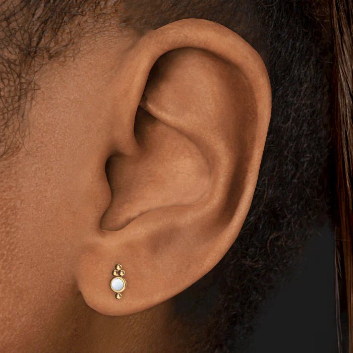 Opal Four Ball Trinity Threaded Stud Earring With Titanium Backing - Image 6