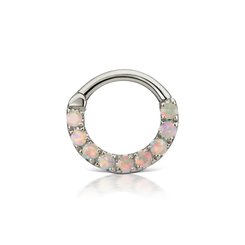 Opal Horizontal Eternity Hoop Earring - Image 2