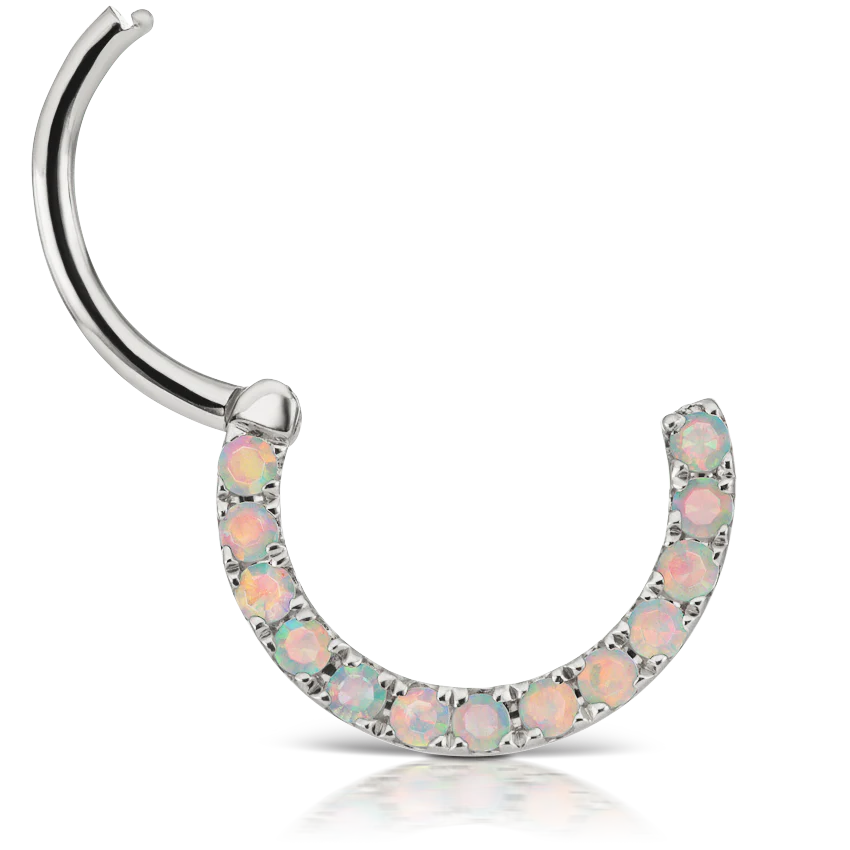 Opal Horizontal Eternity Hoop Earring - Image 8