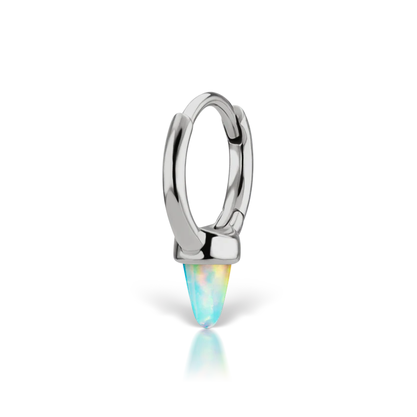Opal Single Short Spike Hoop Earring (Non-Rotating)