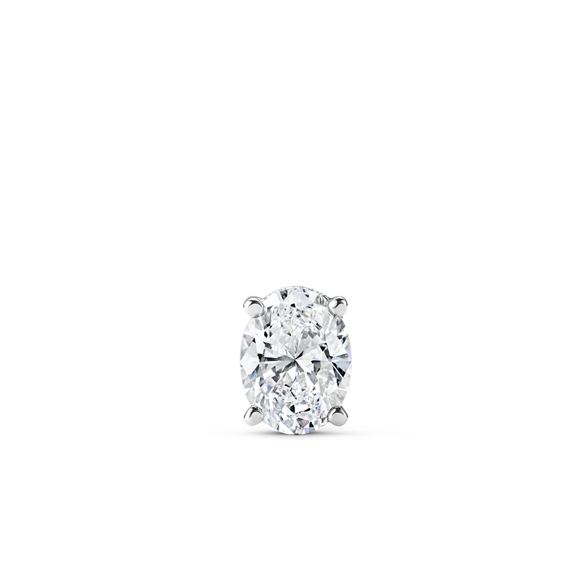 Oval Diamond Engraved Stud Earring - Image 3