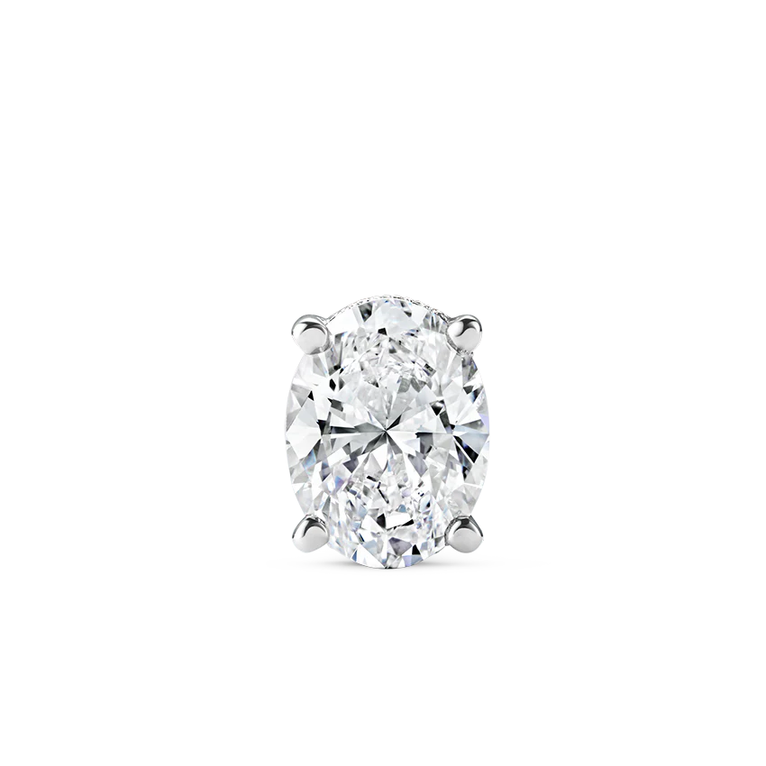 Oval Diamond Engraved Stud Earring - Image 5
