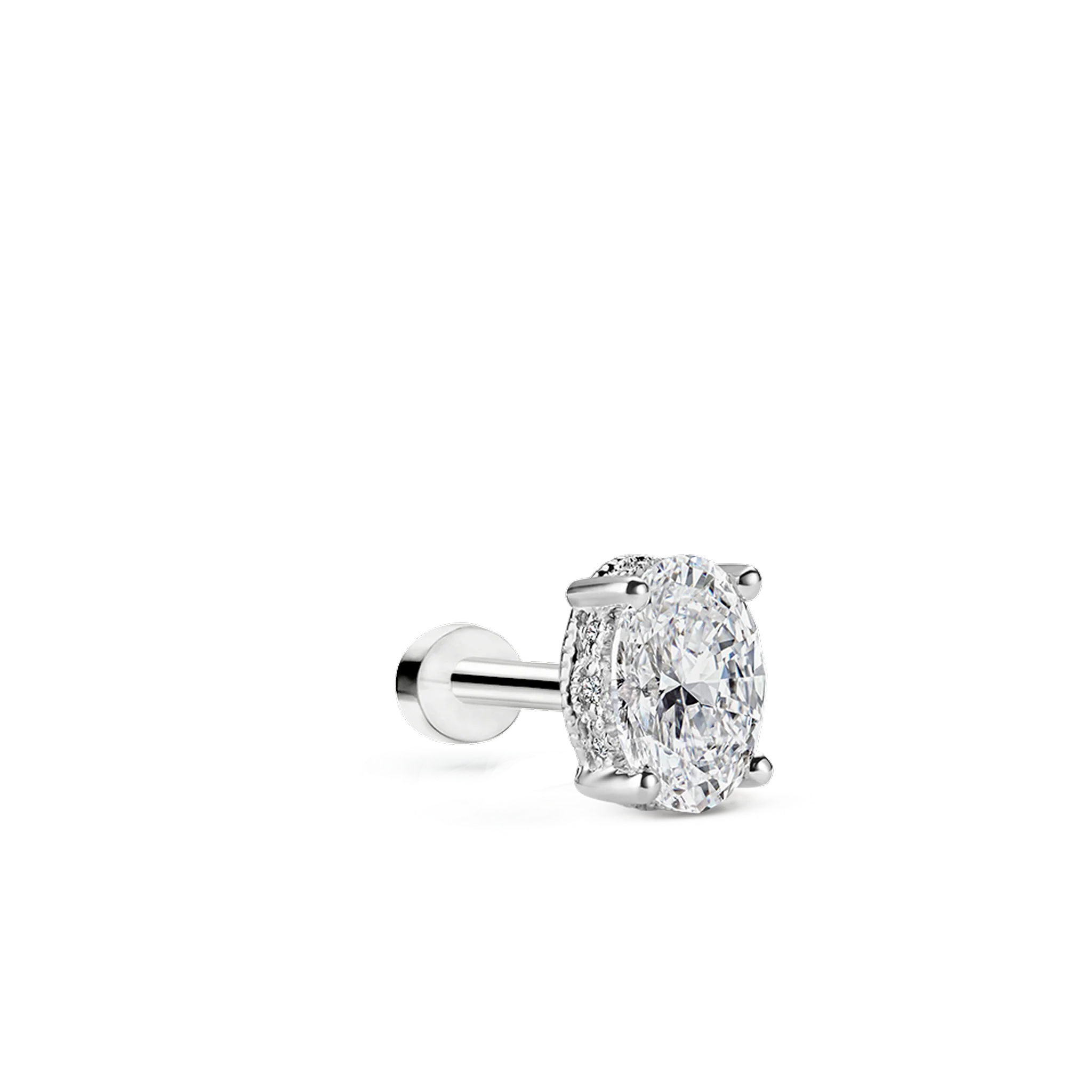 Oval Diamond Engraved Threaded Stud Earring - Image 12