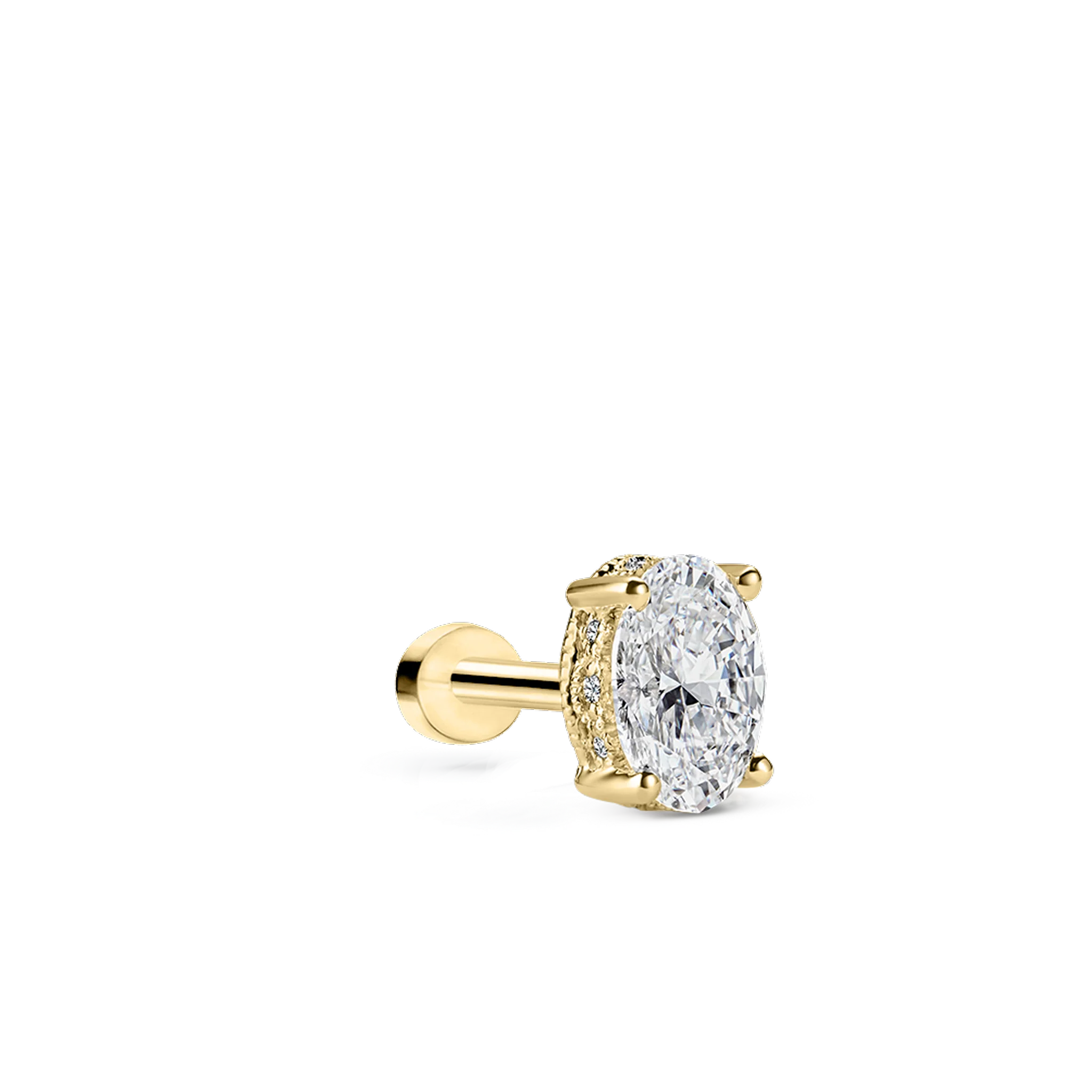 Oval Diamond Engraved Threaded Stud Earring - Image 13