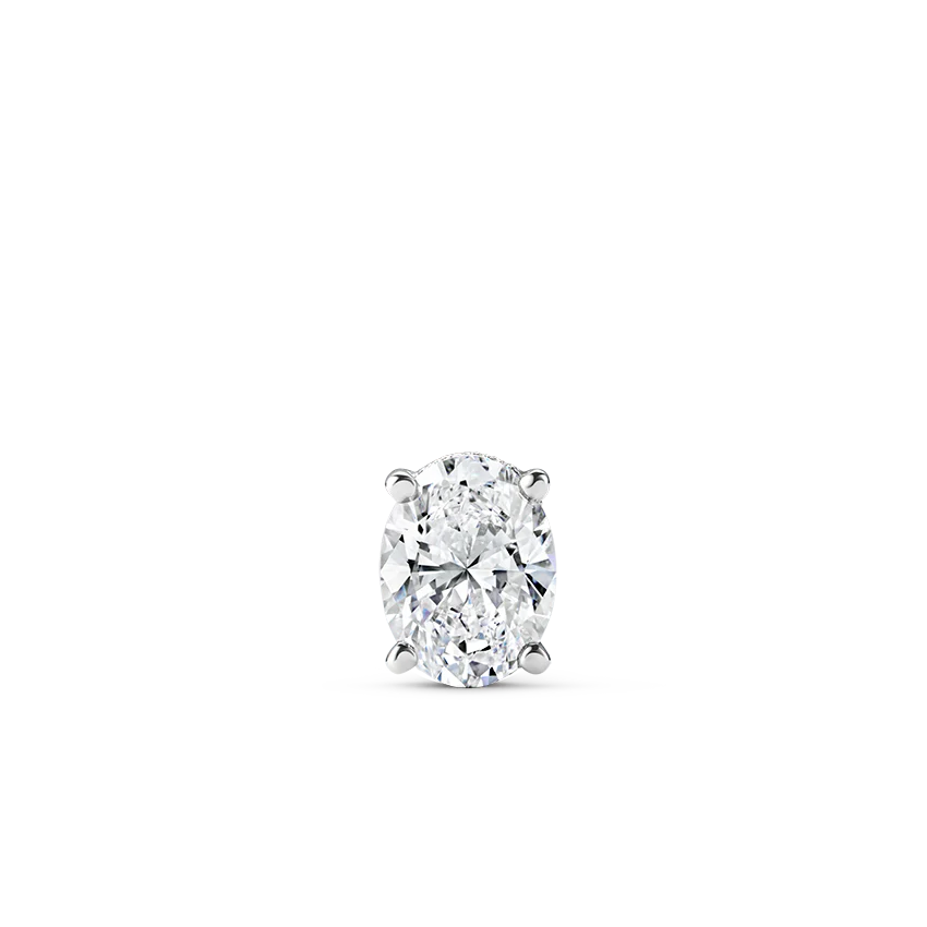Oval Diamond Engraved Threaded Stud Earring - Image 3
