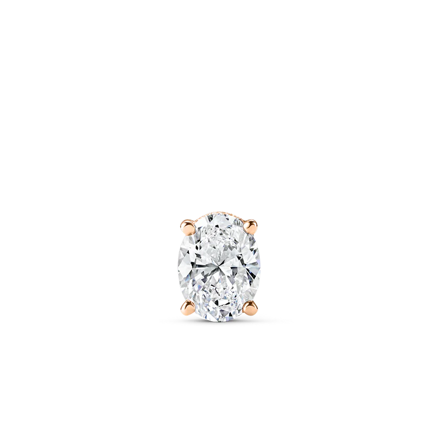 Oval Diamond Engraved Threaded Stud Earring - Image 9