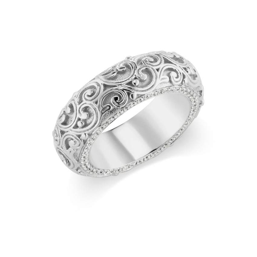 Pavé Diamond and Engraved Finger Ring - Image 3