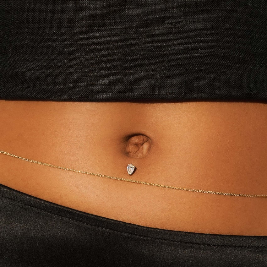 Pear Diamond Engraved Navel Floater - Image 9