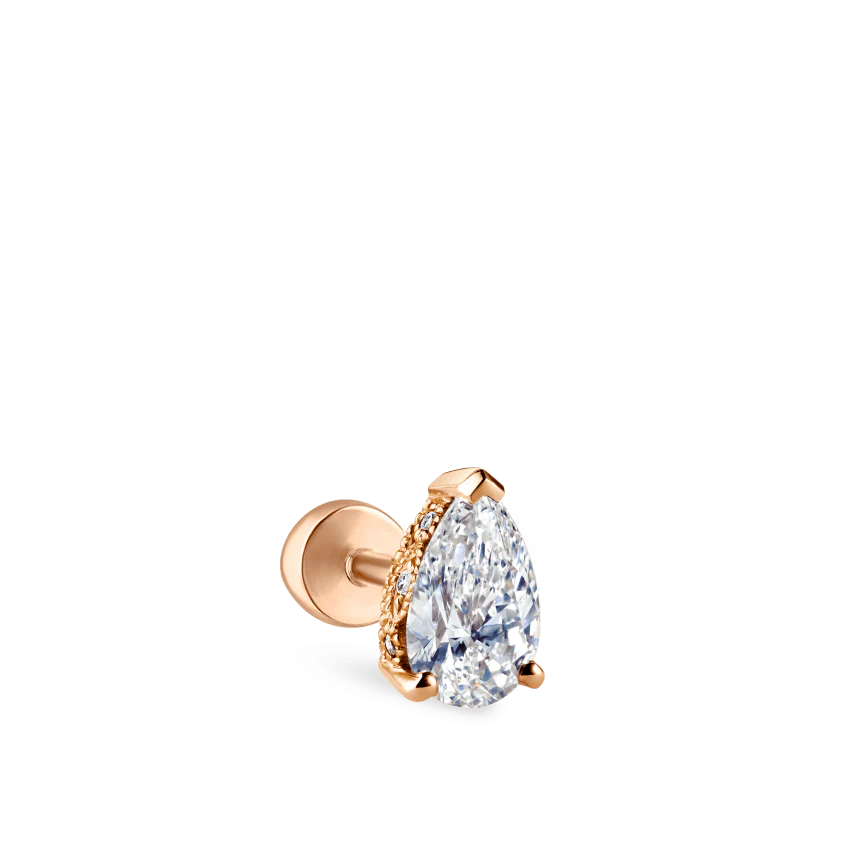 Pear Diamond Threaded Stud Earring, Diamond Back - Image 20