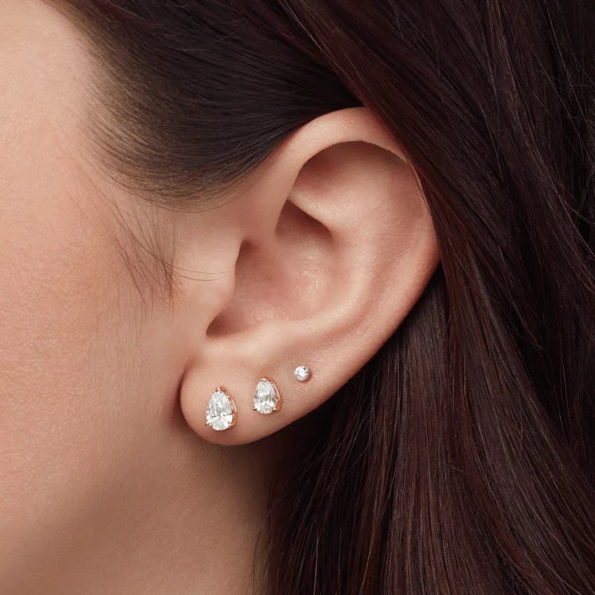 Pear Diamond Threaded Stud Earring, Diamond Back - Image 28