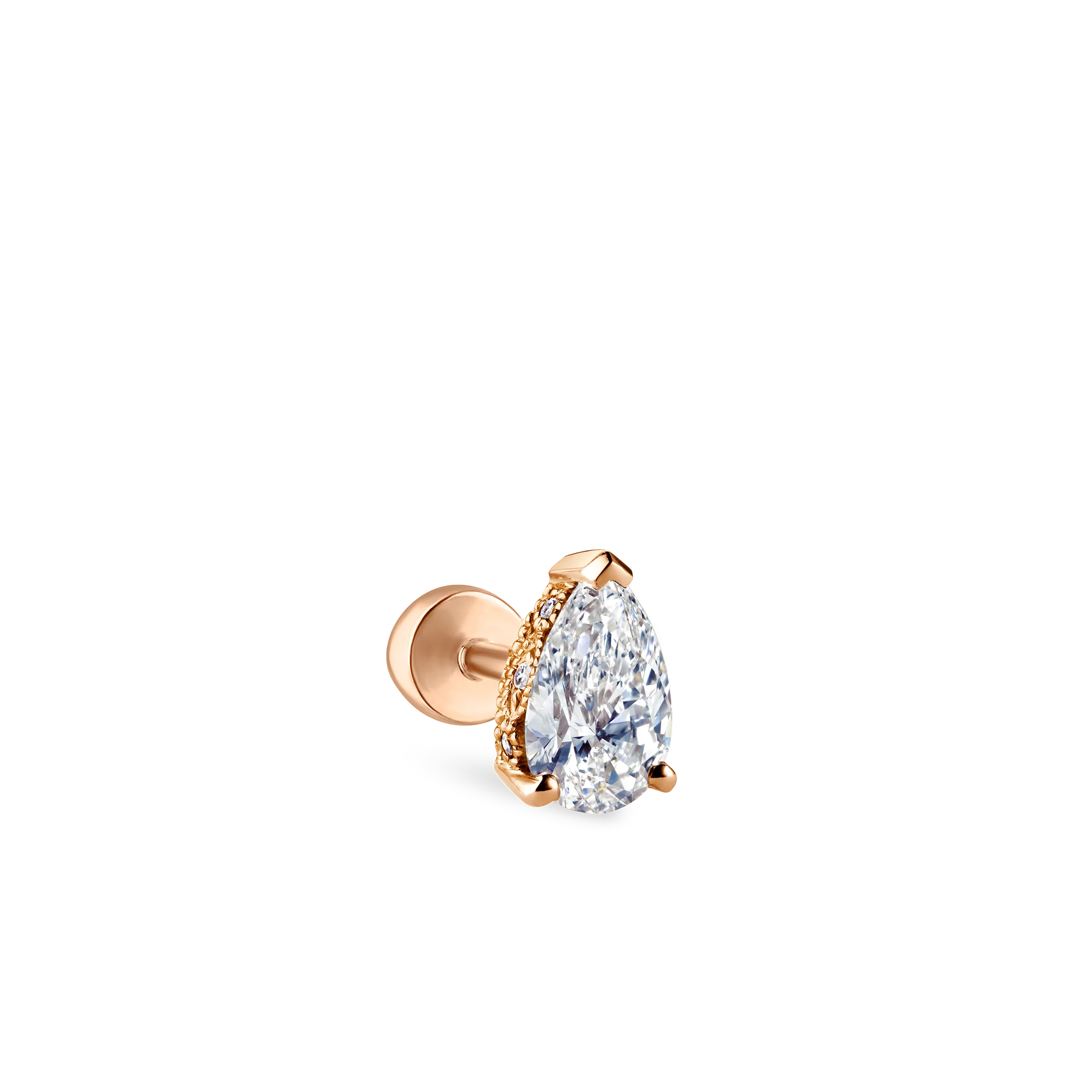 Pear Diamond Threaded Stud Earring, Diamond Back - Image 29