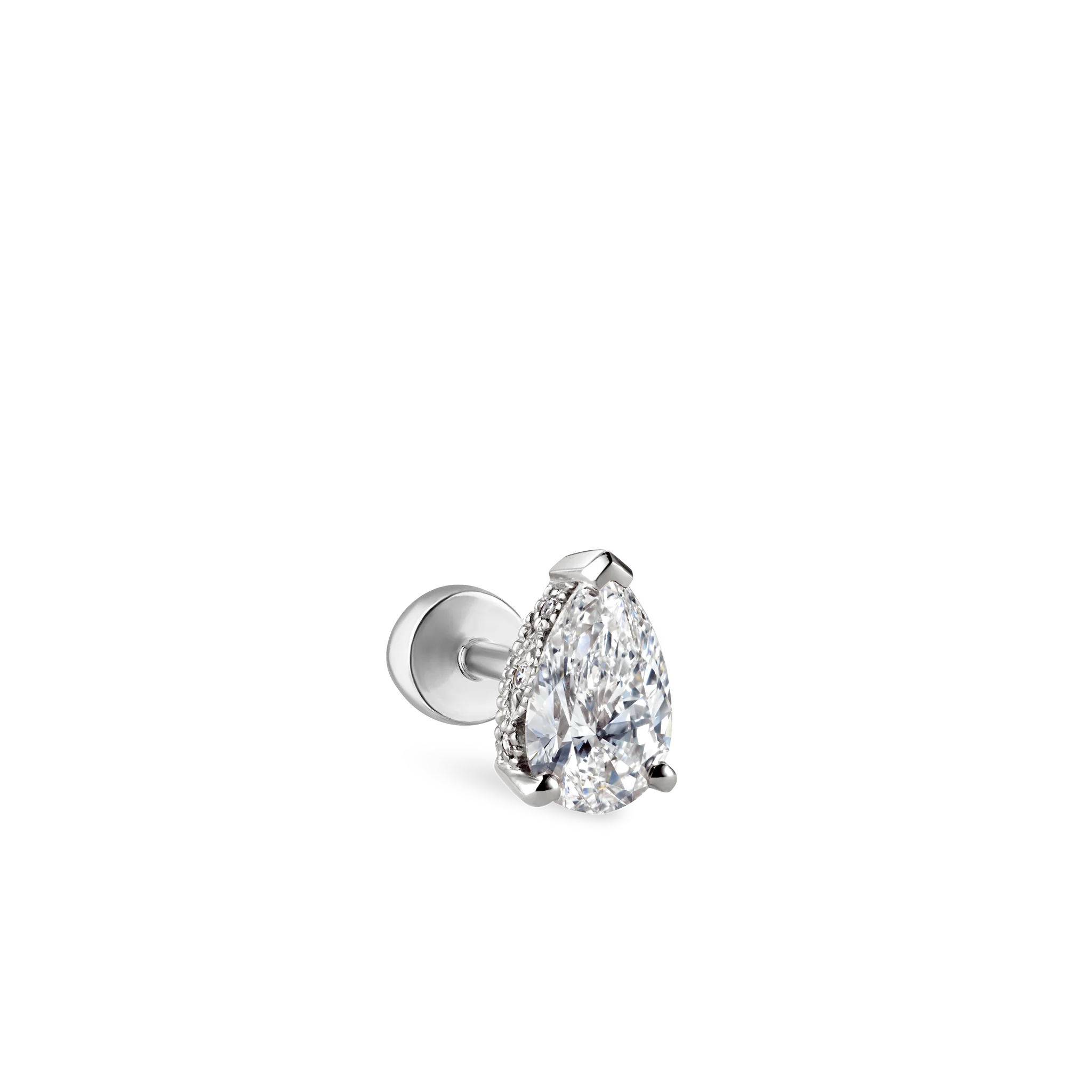 Pear Diamond Threaded Stud Earring, Diamond Back - Image 30