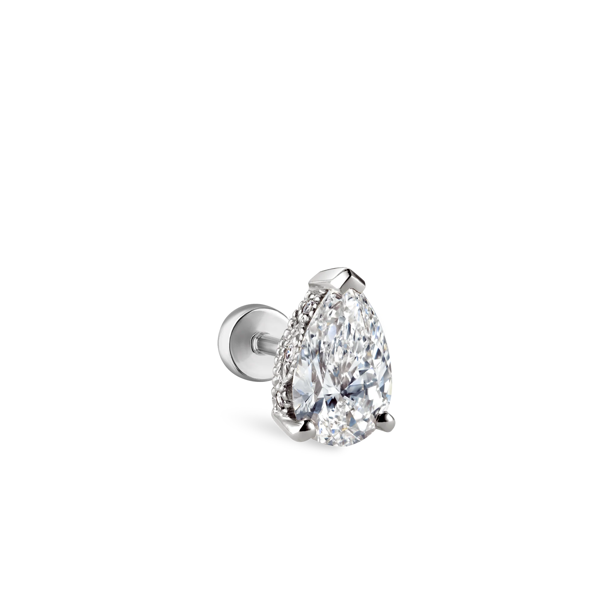 Pear Diamond Threaded Stud Earring, Diamond Back - Image 33