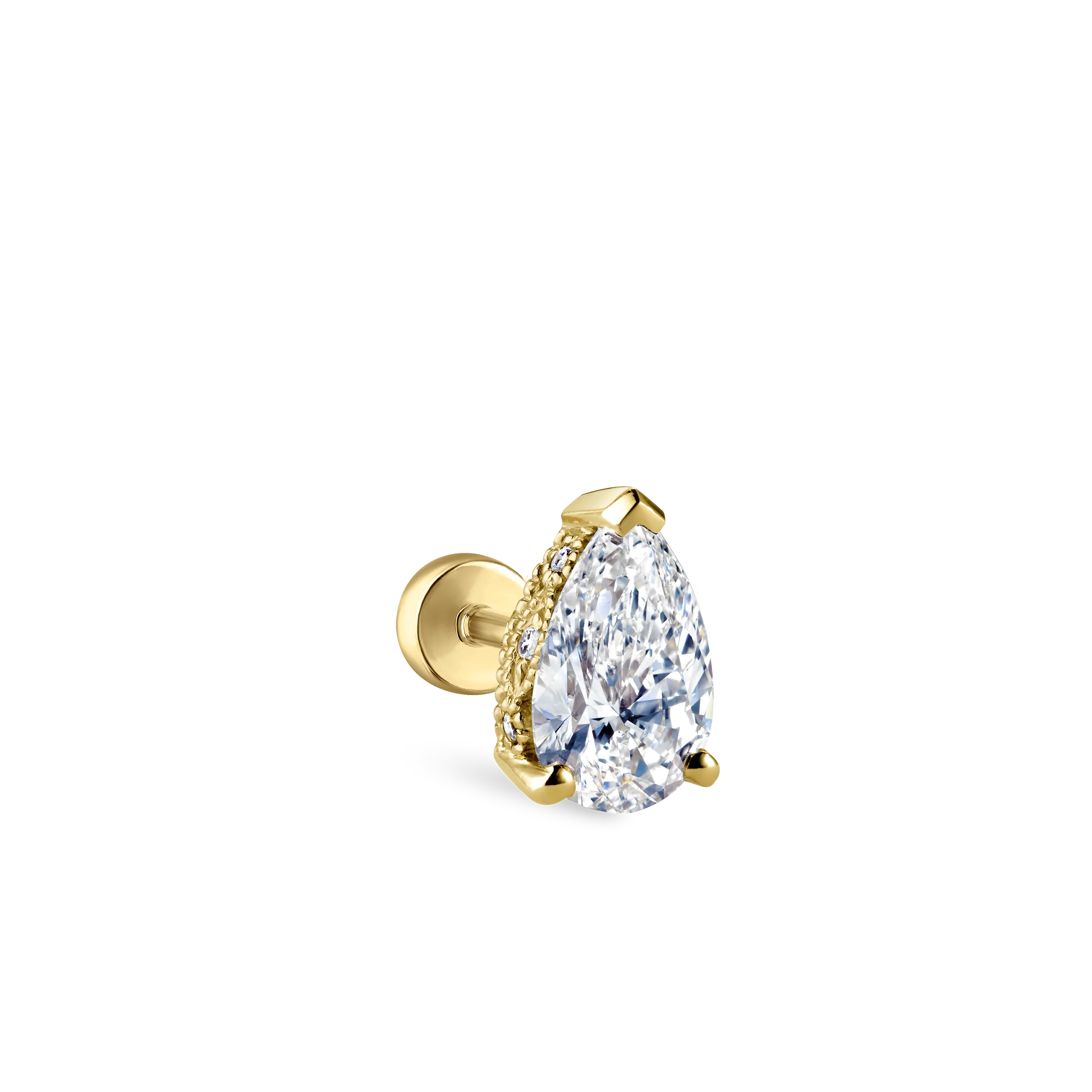 Pear Diamond Threaded Stud Earring, Diamond Back - Image 34