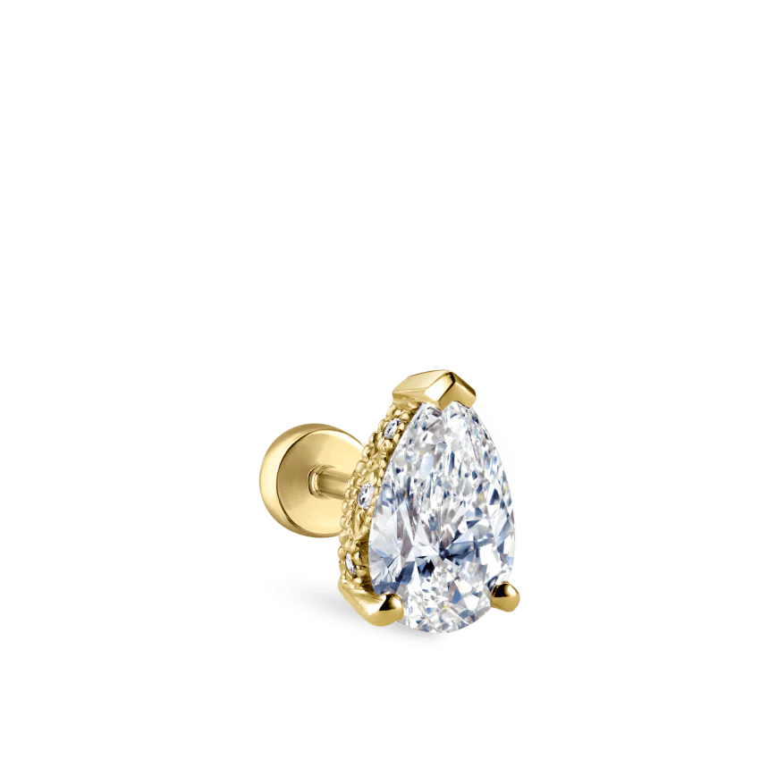 Pear Diamond Threaded Stud Earring, Diamond Back With Titanium Backing - Image 17