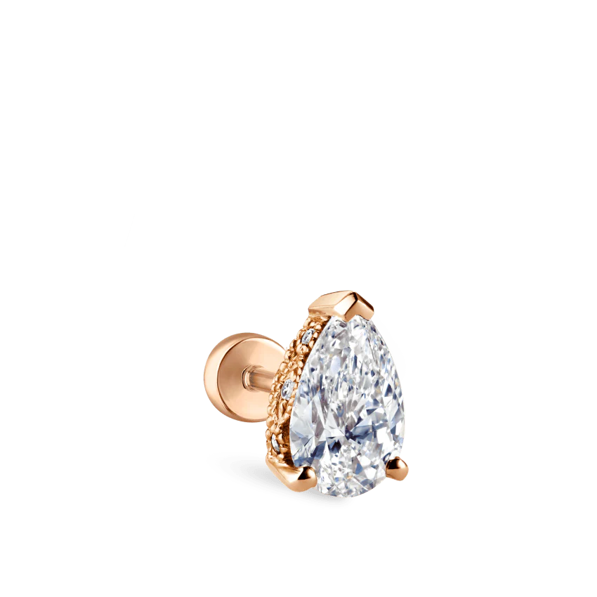Pear Diamond Threaded Stud Earring, Diamond Back With Titanium Backing - Image 26