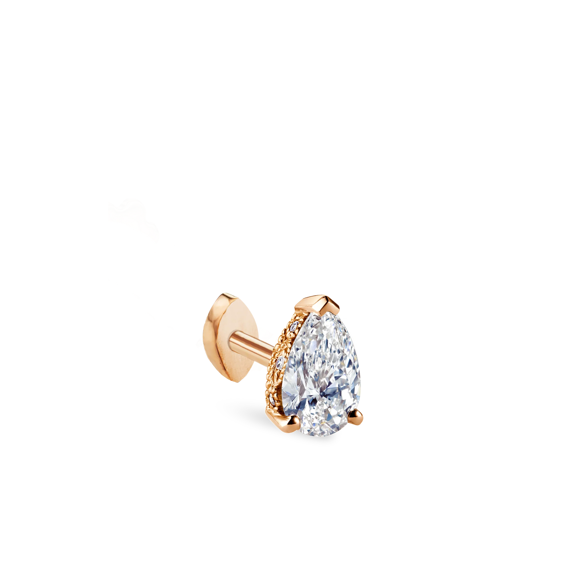 Pear Diamond Threaded Stud Earring, Marquise Diamond Back - Image 18