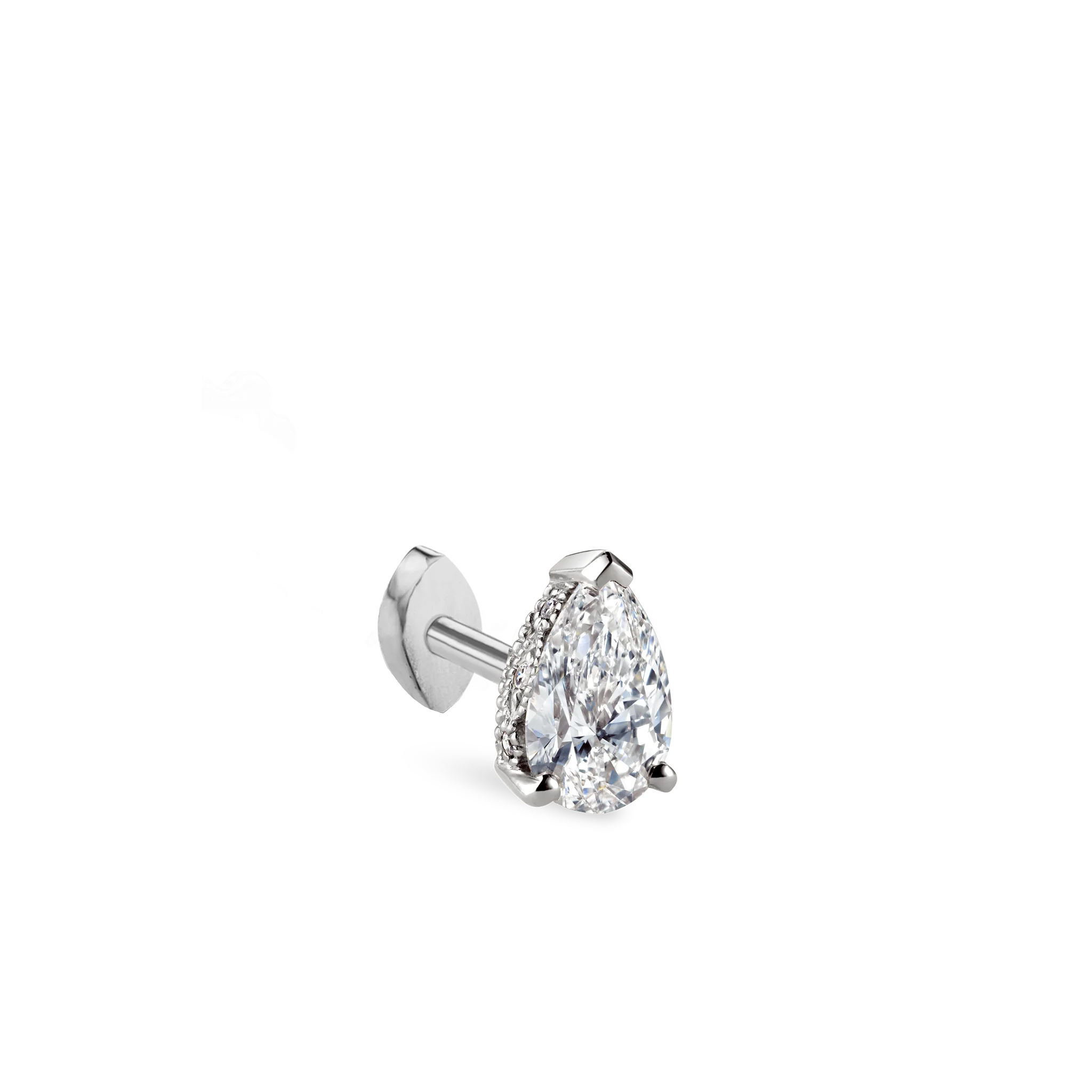 Pear Diamond Threaded Stud Earring, Marquise Diamond Back - Image 19