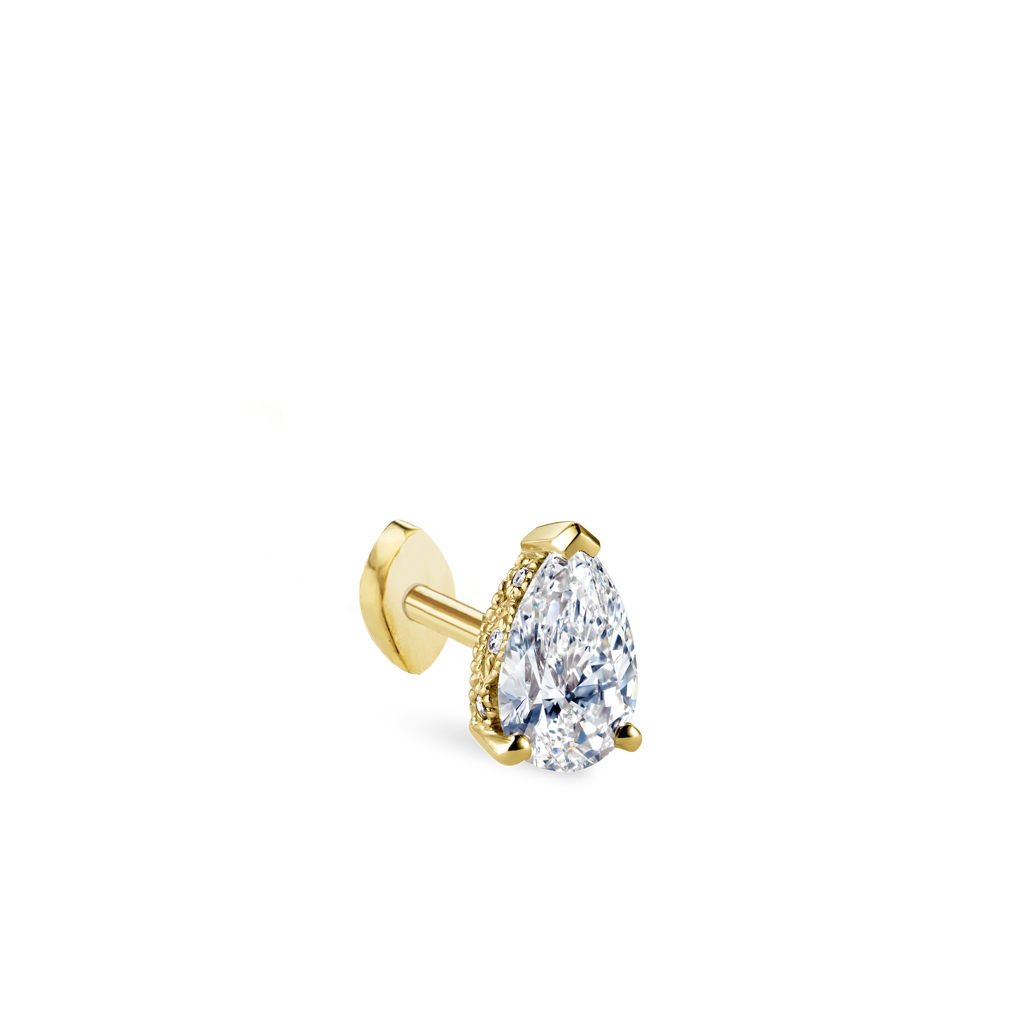 Pear Diamond Threaded Stud Earring, Marquise Diamond Back - Image 20