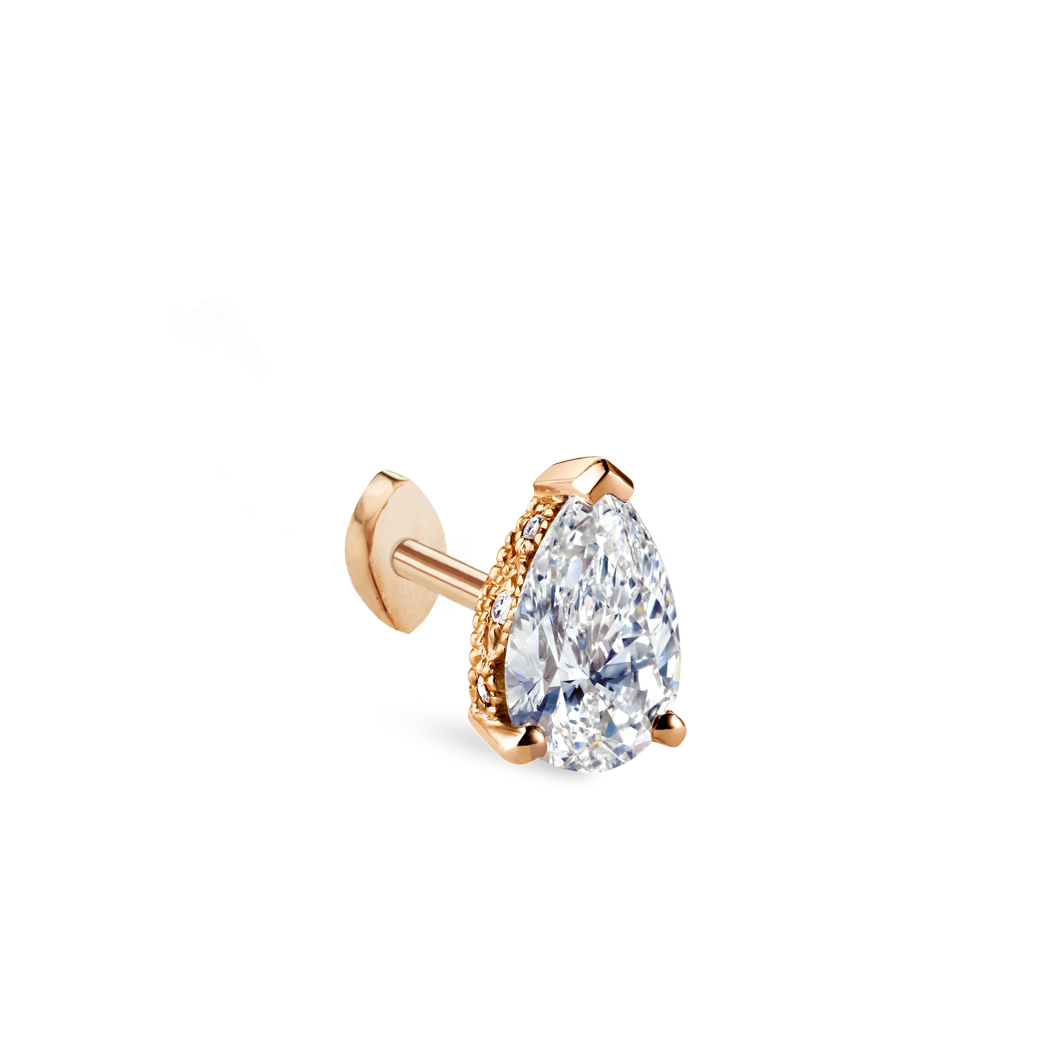 Pear Diamond Threaded Stud Earring, Marquise Diamond Back - Image 21