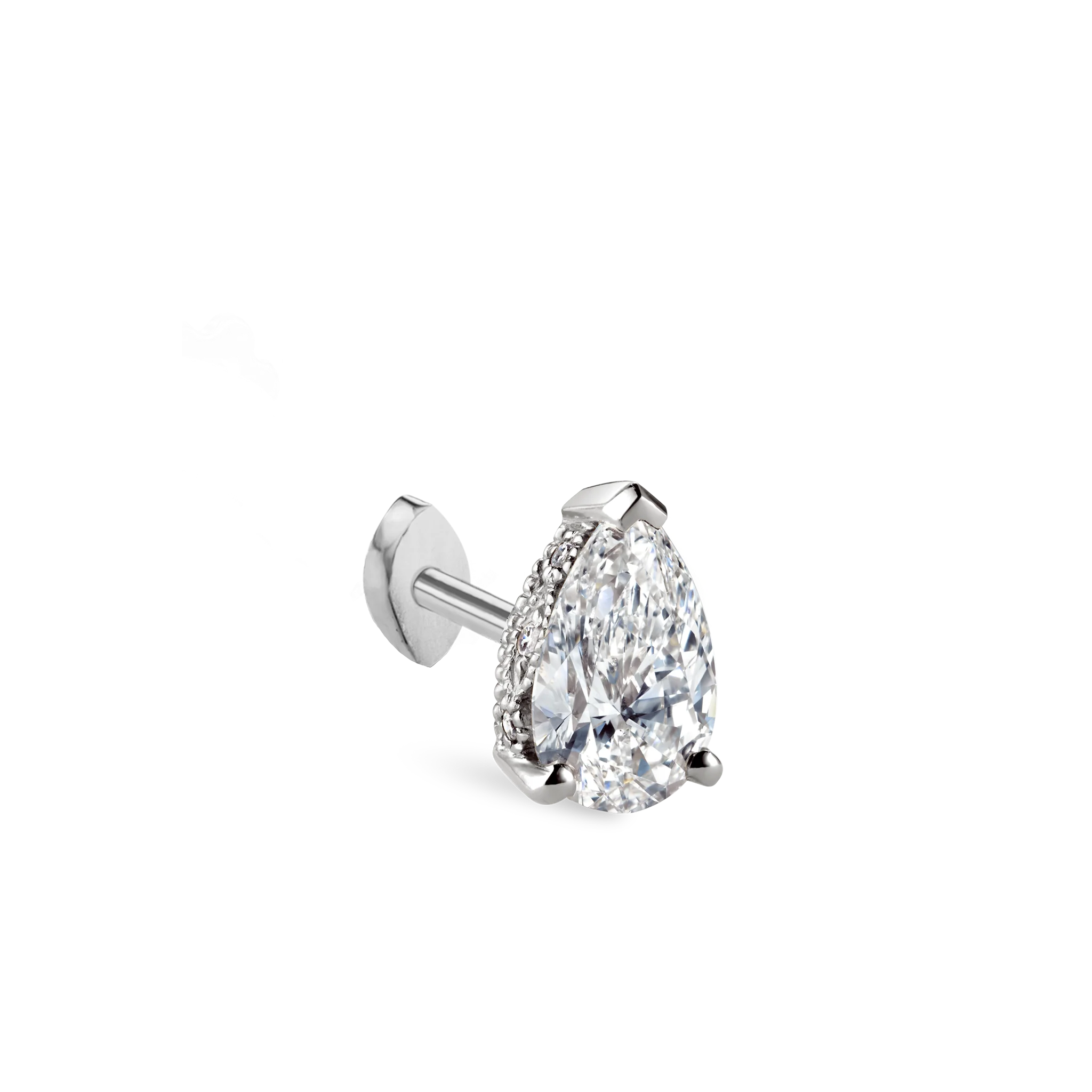 Pear Diamond Threaded Stud Earring, Marquise Diamond Back - Image 22