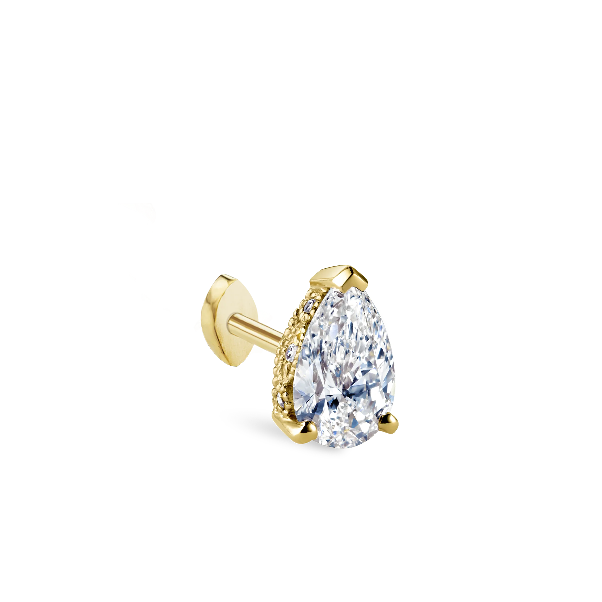 Pear Diamond Threaded Stud Earring, Marquise Diamond Back - Image 23